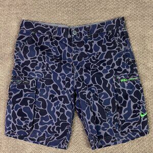 Nike Athletic Dept Camo Cargo Shorts Men's 32 Large Black Blue Camouflage